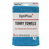 OptiPlus 16inch x 16inch Microfiber Terry Towels Treated with Silvadur 930 Antimicrobial Blue