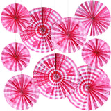 Outus 9 Pcs Breast Cancer Awareness Paper Fans Pink Ribbon Hanging Decorations Paper Fans Ceiling Wall Garland for Pink Breast C