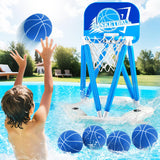 Thusine Pool Basketball Hoop, Floating Basketball Hoop Toy for Pool Water Game with 4 Basketballs Summer Swimming Pool Games for