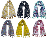 Fusfus WomenS Printed Chiffon Scarves And Stoles, Free Size(Multicolour, Fs1942) Pack Of 6 (Multicolor4)