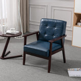 Okeysen Mid Century Modern Accent Chairs, Retro Wood and Leather Armchairs Side Chair, Lounge Reading Comfy Arm Chair for Living