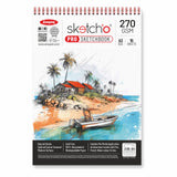 Anupam Sketch-O Pro Sketchbook A3 | 15 Sheets | 270 Gsm | Durable, Acid-Free Paper | Top Spiral-Bound For Markers, Pencils, Char