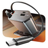 GUSGU 100W Retractable Car Charger, 4-in-1 Fast Car Phone Charger Featuring a 2.6ft Retractable Cord, with Lightning and USB-C C