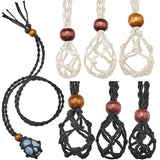 Hicarer 6 Pieces Necklace Cord Empty Stone Holder Empty Necklace Holder Quartz Crystal Stone Cord, 3 Sizes Adjustable Cord Cage