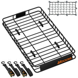 Mockins 50x36x4.5 Extendable Roof Rack Cargo Carrier for Top of Vehicle | 250 Lbs. Cap Weatherproof Steel Car Rooftop Cargo Carr