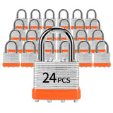 Padlocks with Same Key, LQYN 24 Pcs Laminated Keyed Padlock (1-9/16, 40mm), Keyed Alike Locks, Normal Shackle, for Storage Locke