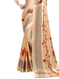 Satrani Womens Crepe Saree With Blouse Piece (1538St124_Cream_One Size_Cream)