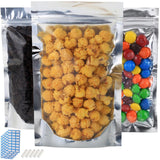 100-Pack Reclosable Mylar Bags for Food Storage 5 x 8 Stand Up Ziplock Bags in Bulk Resealable Smell Proof Aluminum Foil Bags wi
