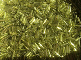 Czech Bugle Beads 40 gr / 1.4 oz Glass Tube Size #3 7mm (Lime Green Silver Lined)