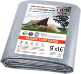 Tarps Heavy Duty Waterproof 9x16ft,TEZONG Silver Tarp 12Mil Plastic Tarpaulin Outdoor Tarp Cover for Emergency Rain,Patio Furnit