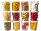 DuraHome - Deli food Storage Containers with Lids 32 oz, Quart Pack of 24 Leak-proof Freezer Safe Microwaveable Soup Storage Con