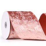 MAYREEL 4 Inch Rose Gold Crushed Velvet Ribbon Wired Extra Wide Blush Pink for Christmas Decorations Gift Wrapping Wreaths Tree