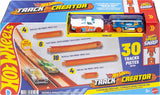 Hot Wheels Toy Car Track Set, Track Creator Deluxe Pack & 2 1:64 Scale Die-Cast Vehicles, 25 Feet of Different Length Speed Snap