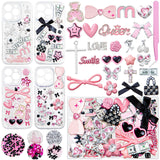 RQAYE Junk case charms,junk case Kit for Customizing Diy Cases,With Cute Bow,Flatback Pearls,Letter Beads, Aesthetic Big Decor f