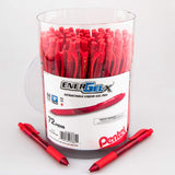 Pentel EnerGel-X Retractable Gel Pen, (0.7mm) Med. Line, Red Ink, 72-PK Canister (BL107PC72B)