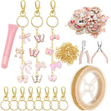 VioraWhite 213 Pcs Lip Gloss Keychain Making Kit 100 Pink Enamel Charms 32.81 ft Gold Chains for DIY Crafts Women(Butterfly)