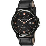 Carlington Analog Men'S Wrist Watch With Leather Strap - Ct 1050 Black