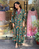 Anni Designer Women'S Rayon Blend Anarkali Printed Kurta With Palazzo & Dupatta (Cia Green-Vks01_Xxl_Green_Xx-Large),Green,2XL,,,