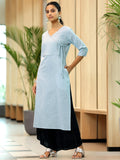Libas Women'S Cotton Straight Kurta (37222_Grey Grey Xl