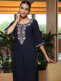 Libas Women'S Viscose Rayon Yoke Design Straight Kurta (29246 Blue Blue L