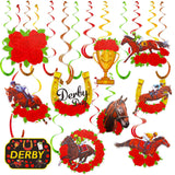 MARFOREVER 48 Pcs Derby Day Decorations Hanging Banner Swirls Derby Horse Decorations Horse Racing Ceiling Streamer Decor Racing