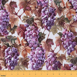 Grapes Fabric by The Yard,Village Grape Leaves Grapevine Upholstery Fabric,Farmhouse Plants Decorative Fabric for DIY Projects,S