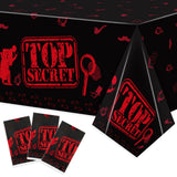 K1tpde 3PCS Spy Party Tablecloths for Kids Birthday Secret Agent Theme Table Covers Spy Plastic Table Cloth Secret Themed Party Decorations for Boys