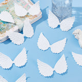 GORGECRAFT 40Pcs Glitter Angel Wings Fabric White Embossed Mini Wings Patches Sequined Applique for DIY Crafts Bag Hair Costume