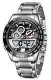 V2A Fusion Series Analog-Digital MenS Watch With Stainless Steel Band & Alloy Steel Case - Multifunctional With Alarm, Stopwatch