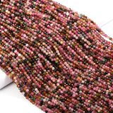 Natural Faceted Tourmaline Beads Natural Stones Loose Bead for Jewelry Making Bracelet Necklace (Size 4mm,Length 15)