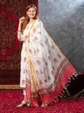 Gosriki Women'S Cotton Blend Straight Printed Kurta With Pant & Dupatta (Nairiti White-Jl-Gs_S_White_Small),White,,B0D73W4CBL