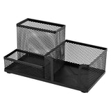 Mesh Desk Organizer, Pen and Stationery Holder with 3 Compartments for Office Supplies, Sticky Notes, and Small Accessories, Des