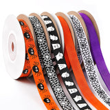 DECYOOL Halloween Ribbon, 6 Rolls 60 Yards Grosgrain Ribbons 10mm Wide Spider Ghost Spider Web Pattern Printed Ribbon for Crafts