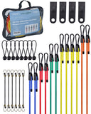 30 Pcs Adjustable Carabiner Bungee Cords Assorted Sizes, Includes 18'' 24'' 36'' 48'' 60 Bungee Straps with Hooks, 10 Mini Bunge