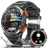 KE5 Military Smart Watch for Men with Flashlight SOS 3ATM Waterproof Watch 530mAh Big Battery 1.45 Rugged Tactical Smartwatch w