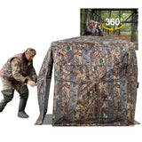 FUNHORUN Hunting Blind 360 Degree See Through Ground Blind with Carrying Bag, 2/3 Person Pop Up Camouflage Tent Portable Conceal