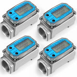 Xuhal 4 Pcs Digital Turbine Flow Meter Electronic Gas Fuel Water Oil Fuel Meter with Digital Display 1% Accuracy for Measure Die