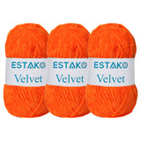 Estako Velvet (3- Skeins Pack) Chenille Blanket amigurumi Yarn for Crocheting and Knitting Super Bulky 3x100 gr (3x132 yds) (171