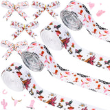 Cheerupp 4 Rolls Cowgirl Theme Ribbons, 20 Yards Craft Ribbons for Wreath Hair Bow Wrapping Gifts Packing, Western Cowboy Grosgr