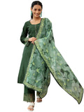 Libas Womens Embellished Silk Blend Straight Kurta With Trousers And Dupatta