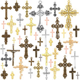 stino Random Metal Cross Charms for Jewelry Making 100gram, Bulk Tibetan Silver & Gold Plated Trinkets for Earring Necklace Jewe