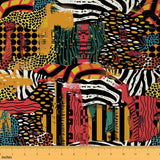 Castle Fairy Traditional African Fabric, Leopard Tiger Zebra Print, 1 Yard, 36 L x 59 W, 100% Polyester, Waterproof, Machine Was