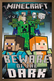 Trends International Minecraft - Beware Of The Dark Wall Poster, 22.4L x 14.7W, Bronze Framed Version