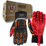 Cestus 3075, Impact Gloves, Coarse Grit Palm for Firefighter Extrication, Rigging, Trucking, Large (Red Palm, Large)