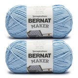 Bernat Maker Sky Blue Yarn - 2 Pack of 250g/8.8oz - 72% Cotton 28% Nylon - #5 Bulky - 290m/317Yards - for Knitting, Crochet and