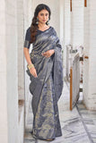 Glory Sarees Womens Banarasi Silk Saree With Blouse Piece (Banarasi_Saree133_Grey)