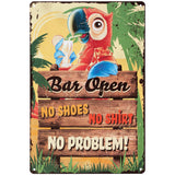 Tiki Bar Sign, Tiki Bar Decor with No Shoes, No Shirt, No Problem Design, 8x12, 4 Screws Incl, Fun Tiki Sign for Your Tiki Bar, Tiki Bar Decorations for Outside Patio