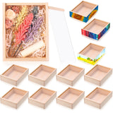 Thyle 12 Pcs Unfinished Wood Boxes, 6.3 x 4.9 x 1.8 Inch Small Rectangle Crates Wooden Box with Lid for DIY Birthday Party Favor