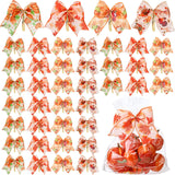 Suncalla 48 Pcs 6 Inch Thanksgiving Wreath Bow Fall Bows Pumpkin Harvest Wreath Bows Autumn Bow for Thanksgiving Gift Indoor Fro