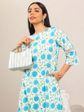 Libas Womens Printed Cotton Straight Kurta With Trousers Off White 2 2Xl
